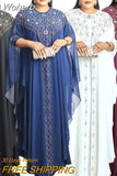 African Dress for Women Kaftan African Clothing Luxury Rhinestone Robe Femme Chiffon Evening Long Dress Africa Clothes-Outfit