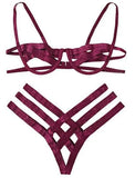 Bonded Lingerie Splicing Sexy Steel Tobikini Split Hollow Three