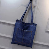 2022 New Large Capacity Women Shoulder Bags Wild Casual Handbag Street Canvas Denim Shoulder Bag Solid Color Zipper Shopping