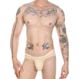 Woherb Sexy Men's T-Shirt Half Vest Top Transparent See-Through Versatile Fishing Net Nightclub Show Grid