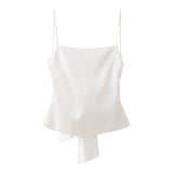 Spring Style Silk Satin Blouse With Bow On The Back 2712331-Outfit