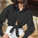 Autumn Sexy Women 2020 Office White Long Sleeve Oversized Blouse Elegant Loose Black Lady Shirt Top