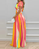V-Neck Bell Sleeve Maxi Dress Women Sexy High Waist Fashion Casual Sexy Summer Spring Long Dress Ruffles-Outfit