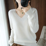 Winter New Cashmere Sweater Women Keep Warm V-neck Pullovers Knitting Sweater Fashion Korean Long Sleeve Loose