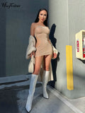 Velvet Solid Halter Backless Hollow Out Sexy Mini Dress 2022 Bodycon Sexy Streetwear Evening Party Culb Elegant
