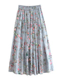 Spring Summer Women High-waisted Floral Printed Skirts Women Casual Eleqant Mid-length Vintage Skirt QT1711-Outfit