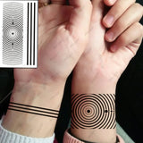 Waterproof Tattoo Stickers Black Straight Line Circle Dots Flash Tatto Fake Tatoos Temporary Body Arm Art for Women Men