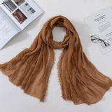 Muslim Women Crinkle Hijab Scarf Soft Solid Cotton Head ScarvesTurban Shawls and Wraps hijab femme musulman