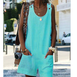 Linen Overall Jumpsuit Homewear Women 2020 Summer Cotton Linen Loose Casual Playsuit combinaison femmel