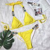 Woherb Hot-Selling New Crystal Diamond Chain Swimsuit Split Swimsuit Sexy