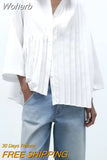 2023 Women Summer Shirts Blouses Tops Fashion Solid Pleated Loose Asymmetric Female Elegant Street Top Clothing-Outfit