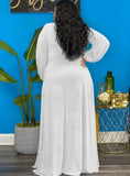 Plus Size V-neck Long Sleeve Slit Maxi