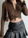 vintage polo collar long sleeve rib