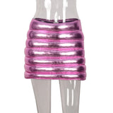 Kliou Shiny Quilted Women Skirt Autumn Fashion Warming Y2K Concise Street Style Clothing High Waist Elastic Female