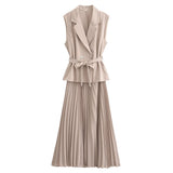 New Pleated Vest Dress 3897166-Outfit