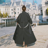 New European Style Women Trench Coat Lady Windbreaker with Belt Spring Fall Female Outerwear Black Burgundy
