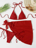 hirigin 3 Piece Set Bikini 2021 Mujer New Tie Dye Triangle Push Up Swimwear Women String Bandage Mini Thong Beachwear