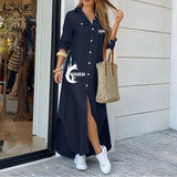 ZANZEA Women Maxi Shirt Dress 2022 Autumn Vintage Ladies Long Sleeve Vestidos Oversize Casual Plaid Robe