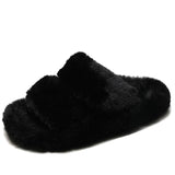 Fluffy Home Slippers Women Faux Fur Slippers Cozy Furry Slides Open Toe Slip on Soft Slippers House Floor Plush Warm