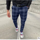 New Men's Casual Dating Men's Lattice Solid Nine-Point