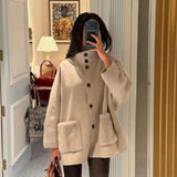 New Women's Autumn And Winter Lead Cute Bear Pattern Lamb Plush Jacket Jacket
