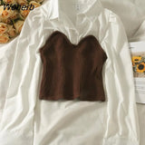 2 Pcs Blouses Women S-3XL Casual Knitted Patchwork Tops Slim Elegant Preppy Korean Fashion Style Autumn Clothing Females-Outfit
