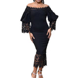 Lace Patchwork Off Shoulder Bodycon Party