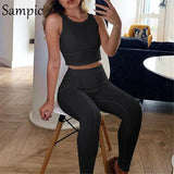 Women Tracksuit Sexy White Black Pants Set Off Shoulder Sport Tops And Bodycon Biker Pants Two Piece Set Outfits
