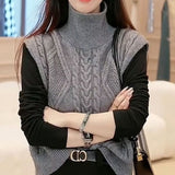 Woherb Twist Sweater Vest Female 2023 Autumn / Winter Jacket Wear A Knit Vest Top-Outfit