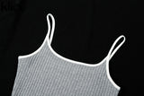 Kliou strap backless sexy bodycon midi long dress new women high waist cotton striped dresses elegant fashion party