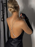 2022 Women Chain V Neck Backless Shirring With Gloves Solid Mini Dress Bodycon Sexy Party Club Evening Fashion Clothes-Outfit