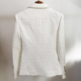 QUALITY Newest 2022 Designer Jacket Women's Double Breasted Lion Buttons Slim Fitting Tweed