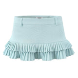 Striped Short-Sleeved T-Shirt + Low-Rise 100-Fold Skirt 2025 Spring New