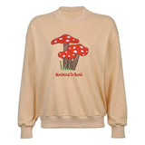 Mushroom Print Y2K Loose Sweatshirts Streetwear Casual Vintage Tops Autumn Aesthetic 90s Crewneck Shirts