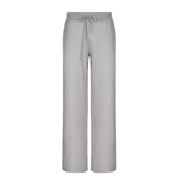 Woherb Wind Stripe Bump Color Loose Straight Tube Guard Pants New Style Casual Loose Waist Knit Pants Tide-Outfit