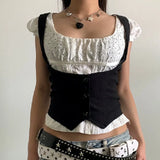 Women’s Punk Waistcoat Vest Sexy Body Shaping Vest Fashion Single-breasted Sleeveless Tuxedo Corsetier 90s