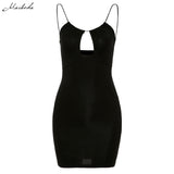 Spring Black Sexy Hollow Out Sling Dress Women Slim Sleeveless Clothing Y2K Lady Solid Backless Mini Dresses 2021
