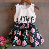 2PCS Kids Baby Girls Toddler T-shirt Tank Tops and Skirt Dress Set Outfits