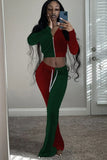 Winter Contrast Color Velour Zipper
