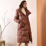 Women Loose Long Down Coat 90% White Duck Down Jacket Hooded Winter Plus Size Overcoat Female Thick Warm Feather