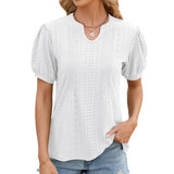 / Summer 2024 New V-Neck Solid Color Hit A Short-Sleeved Loose T-Shirt Jacket Women-Outfit