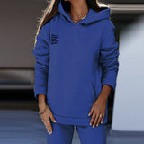 Fleece Letter Print Two Piece Set Casual Long Sleeve Hoodie Sweatshirts And Jogging Pants Suits Loose Female