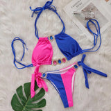 Woherb 2024 New Crystal Diamond Bikini Sexy Quilting Tied With Women's Split