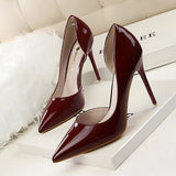 2019 Women pumps Elegant pointed toe patent leather office lady Shoes Spring Summer High heels Wedding Bridal