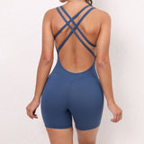 Woherb Honey Peach Hip Without Embarrassment Line Yoga Fitness Jumpsuit Show Back Up Hip Sports Jumpsuit Dancing Woman-Outfit