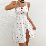 Exploding Love Print Luo Wen Front Fork Deep V Sling Skirt Pyjamas Home Clothes Hot