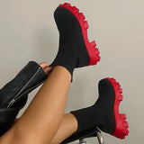 Women Boots Autumn Winter Boots Slip on Socks Shoes Women 2022 Platform Boots with Heels Botas De Mujer Knitted Botines