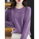 Round-Neck Cashmere Sweater Women's Woolen Woolen Woolen Sweater In Autumn And Winter