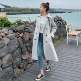 New Double-Breasted Women Trench Coat Long Belted Slim Lady Duster Coat Cloak Female Outerwear Spring Autumn