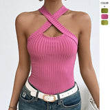 Women's Spring New Sleeveless Thin Slings With A Letter-Word Collar Print Open Skirt Dress
